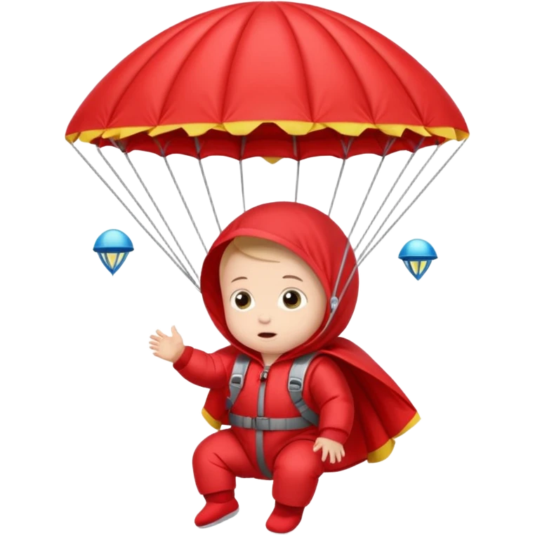 Skydiving baby with parachute and UFO red emoji