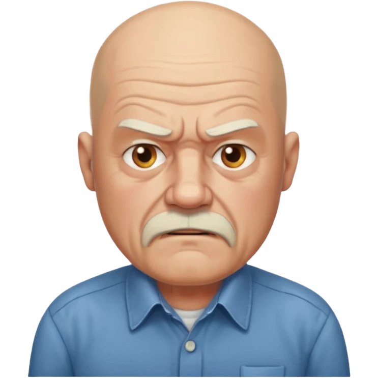 a portrait of angry elderly man, bald head, beard, wearing shirt emoji