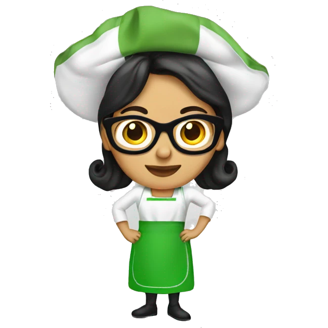 mexican lady green apron  with glasses cooking tacos emoji