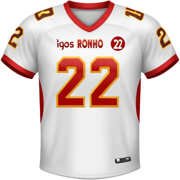 White football jersey at the back with number 22 and my name RONIHO  emoji