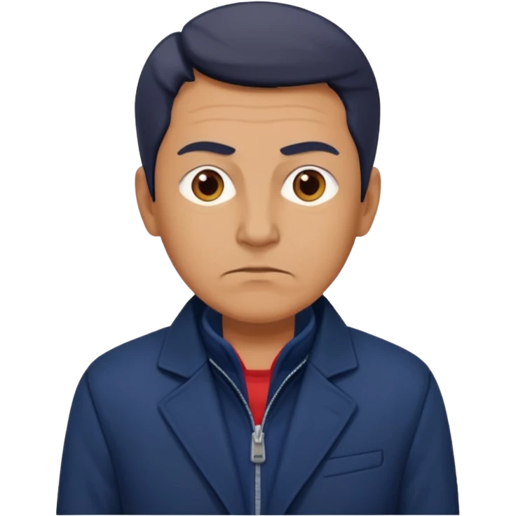 Security, Middle-aged, wearing navy blue jacket, serious facial expression, full body emoji