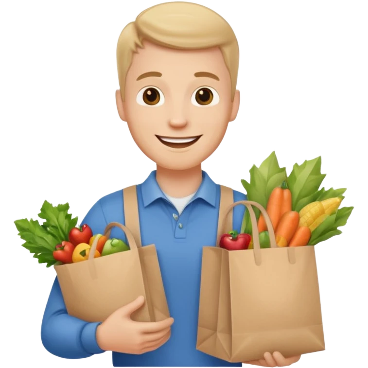 a white man with shopping bag emoji