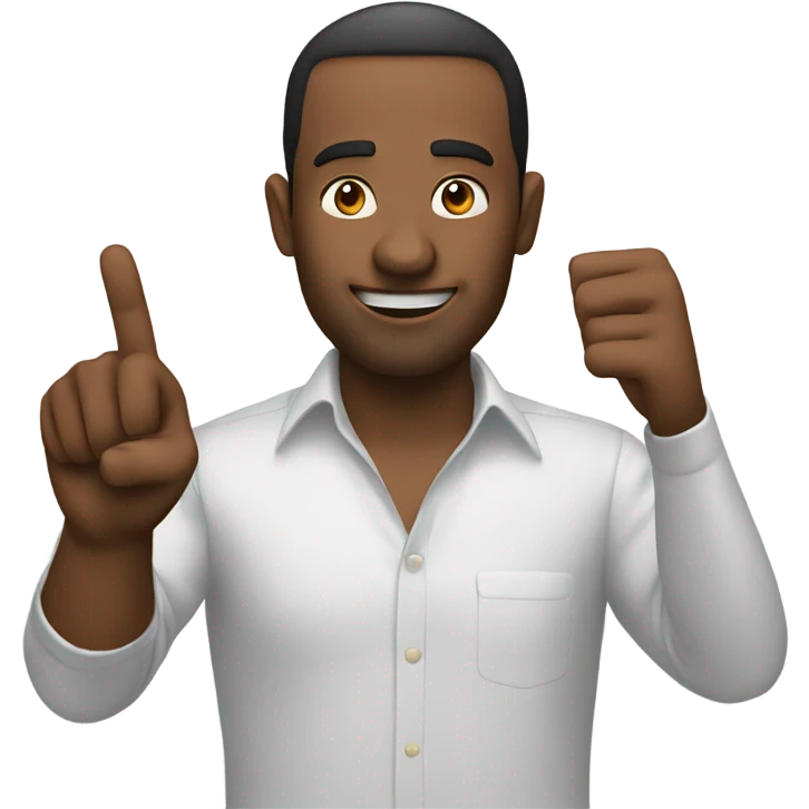A man pointing at two objects emoji
