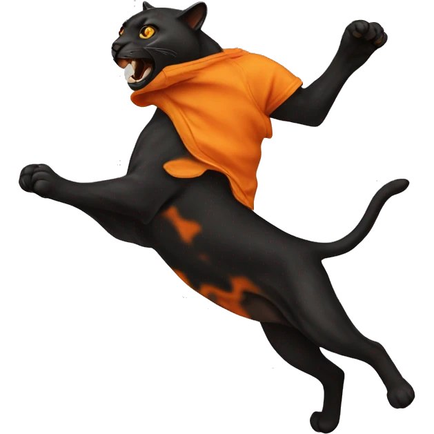 a jumping orange burnt panther emoji