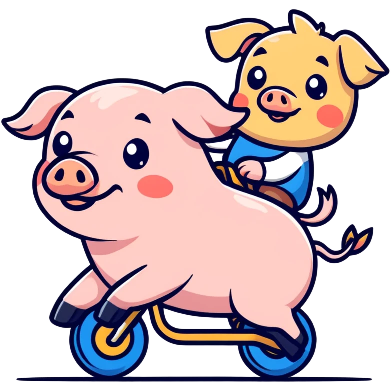Pig riding a dog emoji