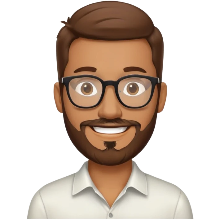Smiling white man with glasses and brown beard and hair emoji