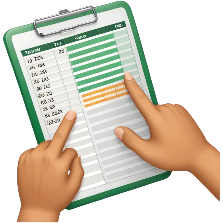 hand pointing down holding an Excel spreadsheet emoji