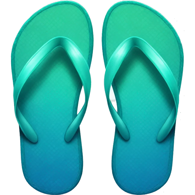 Realistic dark turquoise gradient pair of summer flip flops isolated. emoji