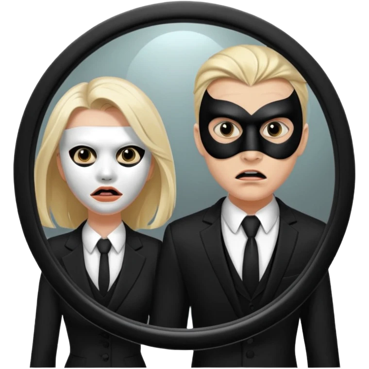 Man killer on mask in mirror behind woman emoji