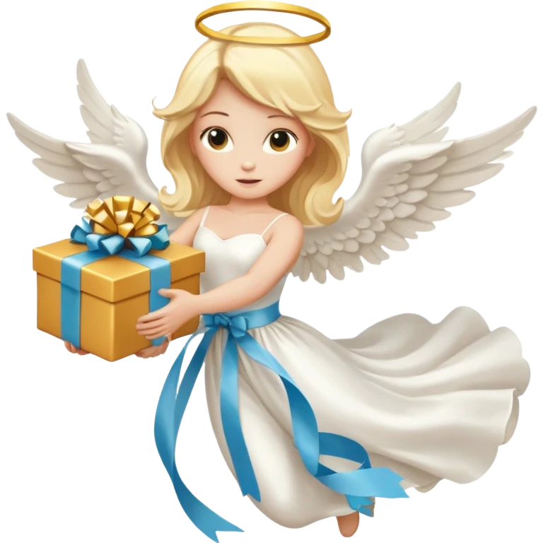 engel, der mit Geschenk angeflogen kommt emoji
