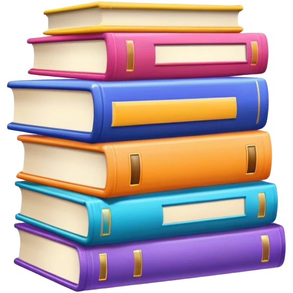 stack of three colorful books on a shelf emoji