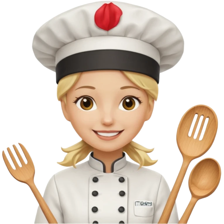 Mujer rubia cocinera con el fondo blanco emoji