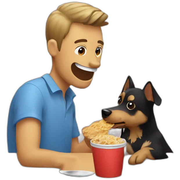Un perro raza yorkshire comiendo una lata de atún emoji