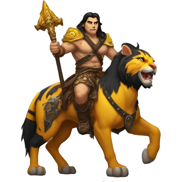 diablo 4 black-haired male barbarian on yellow tiger mount emoji
