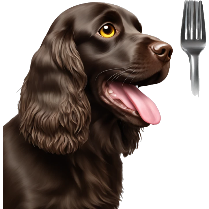 Boykin spaniel with a fork emoji