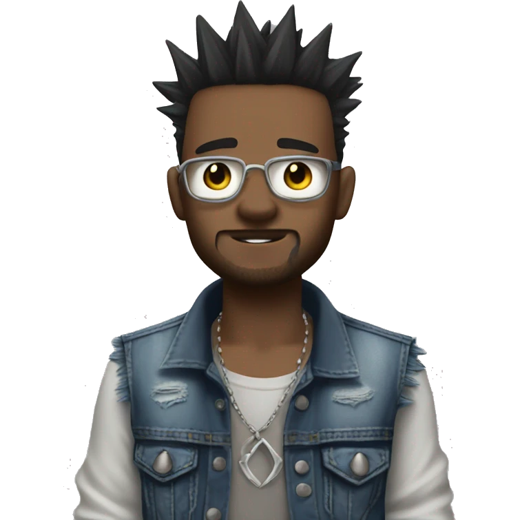 Edge lord with spikey frosted tips piercings and denim vest  emoji