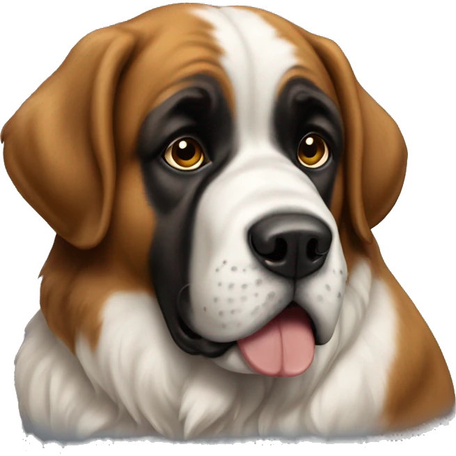 Saint Bernard Dog, head turned, whispering, sitting emoji