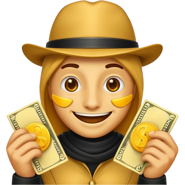 robber emoji with money cheese emoji