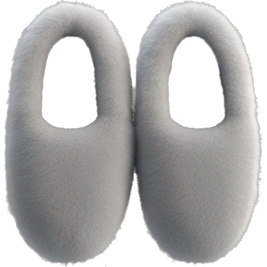 Homemade grey fluffy slippers emoji