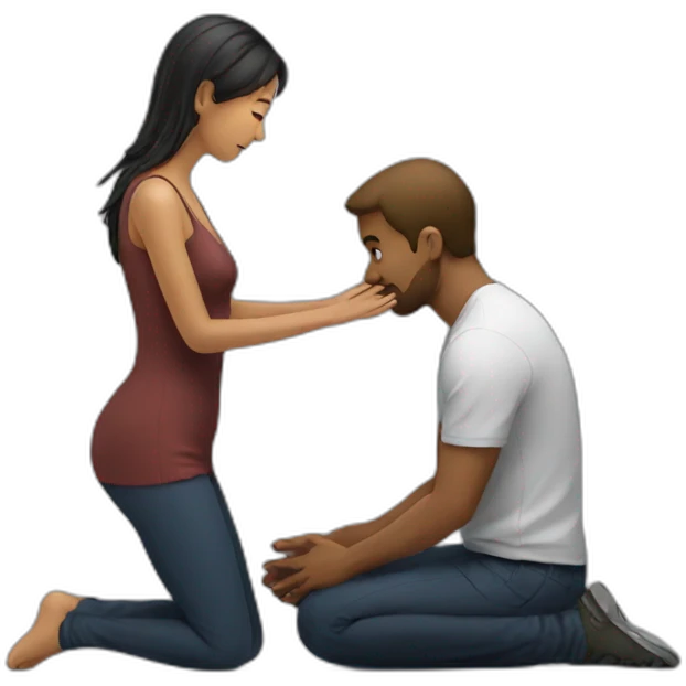Woman on knees facing man emoji