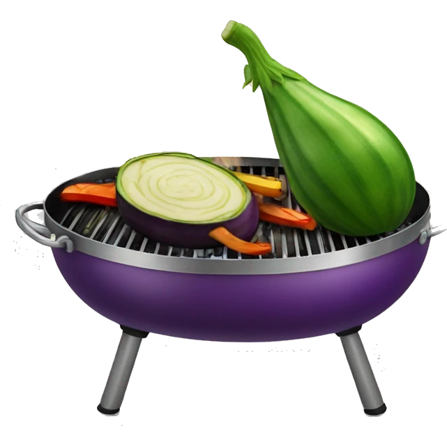 eggplant and zucchini on a bbq emoji