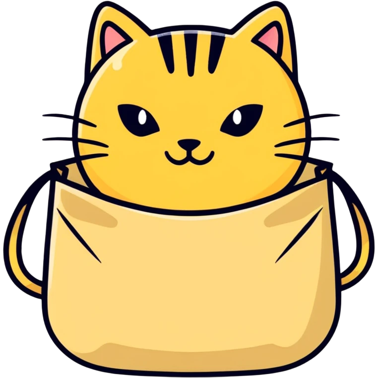 Golden cat in a bag emoji