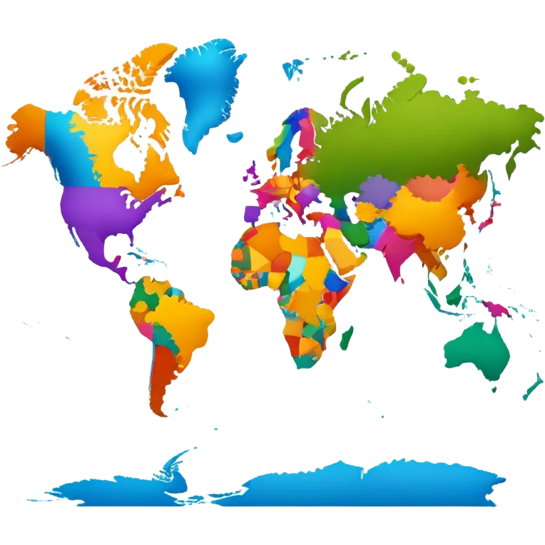 Colorful world map with continents emoji