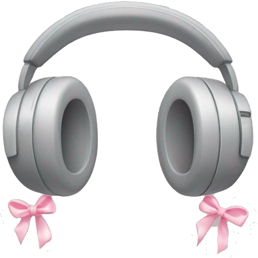 Gray headphones with small light pink bows on the side  emoji