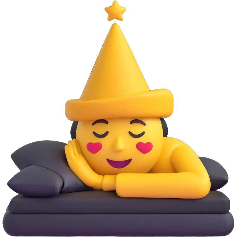 sleeping emoji with a pointed hat emoji