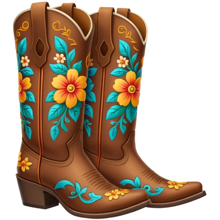 Cowboy boots with flowers in then emoji