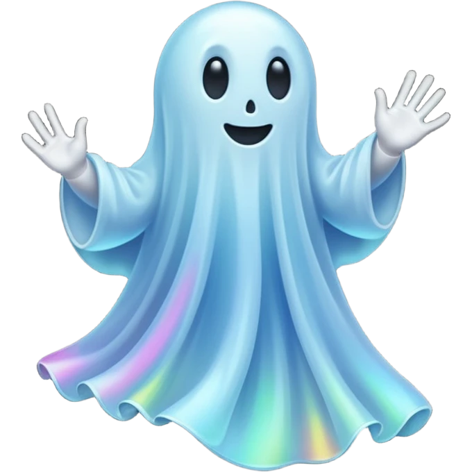A holographic ghost running emoji