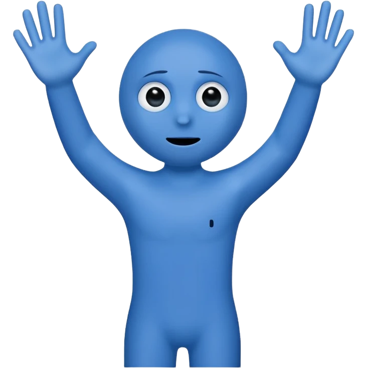 an annoying person saying "6 7" every second waving their hands, and their body is just the letters 6 and 7. they are blue. their eyes are at the top of the 7 and the hole in the 6.the have black legs and arms, but their hands are white. emoji