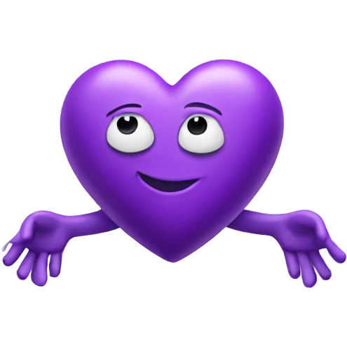 Purple love heart with arms emoji