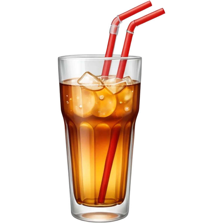 Coca cola in a glass cup with glass straw emoji