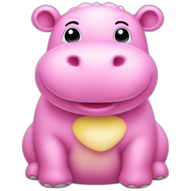Pink cute hippo with yellow ears emoji