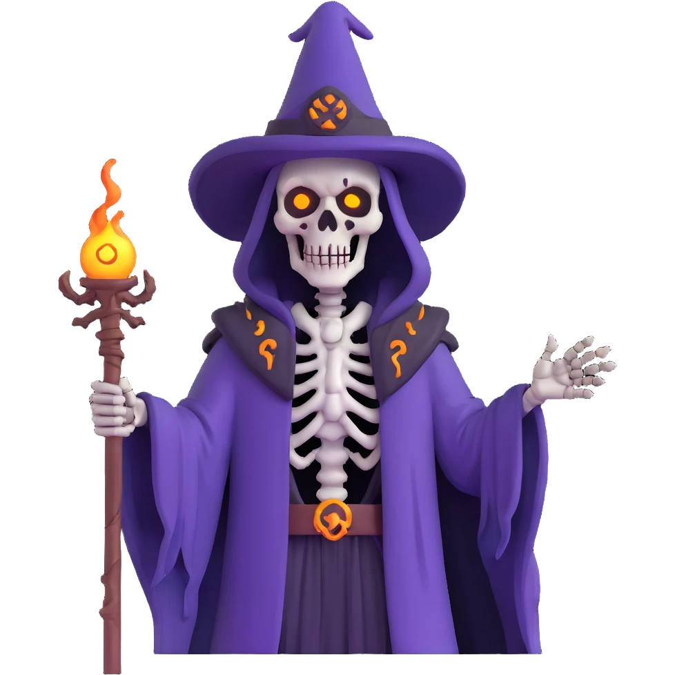 undead skeleton lich wizard with glowing eyes emoji