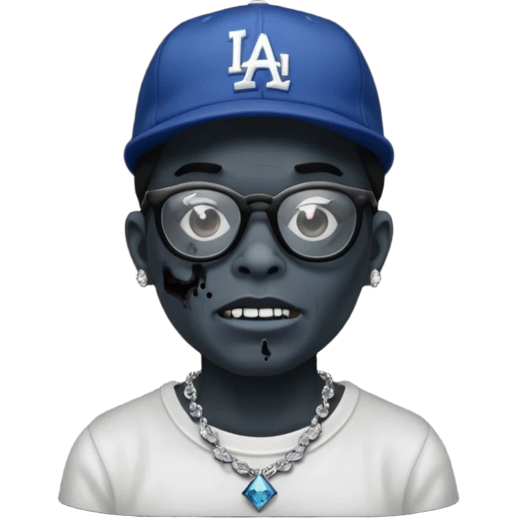 Zombie with black glasses dodger hat and diamond necklace emoji