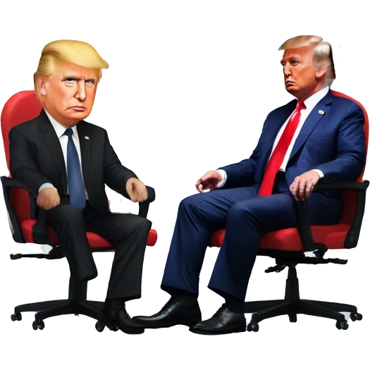 putin aitting on gaming chair with donald trump emoji