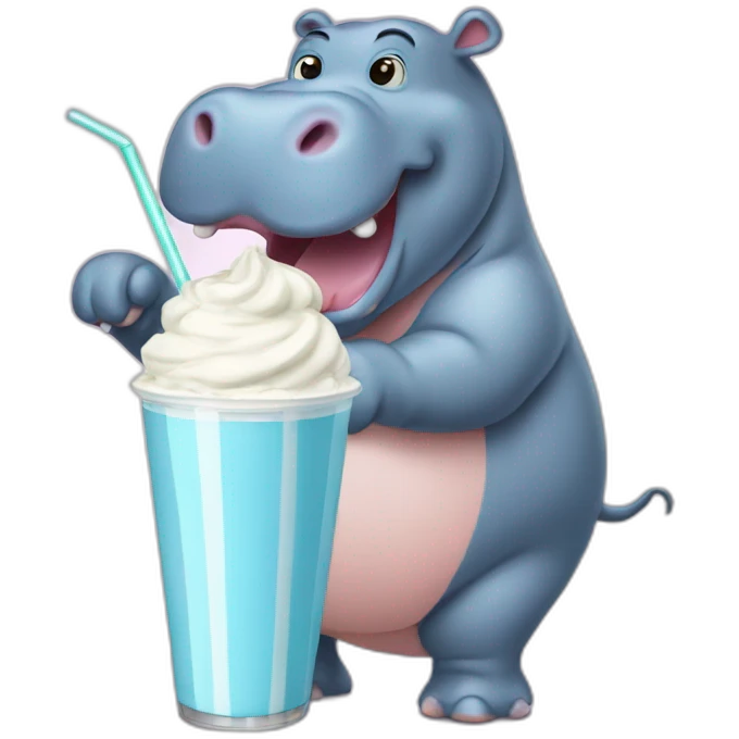 hippo drinking milkshakes  emoji