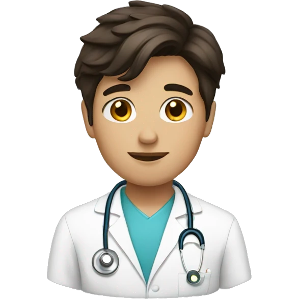 brunette boy like a doctor emoji