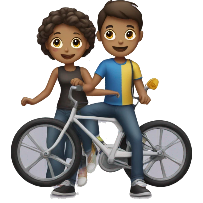 Girl and boy on bike emoji