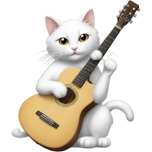 un gatto bianco che suona la chitarra emoji