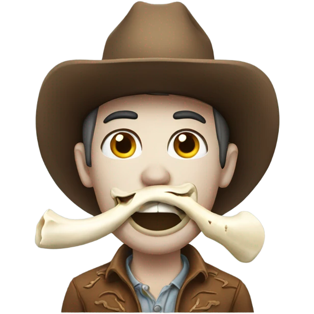 Cowboy with bone in his mouth emoji