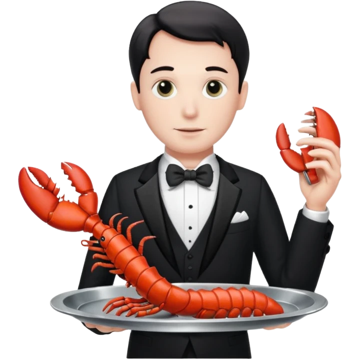 Alfred the butler from batman with lobster claws emoji