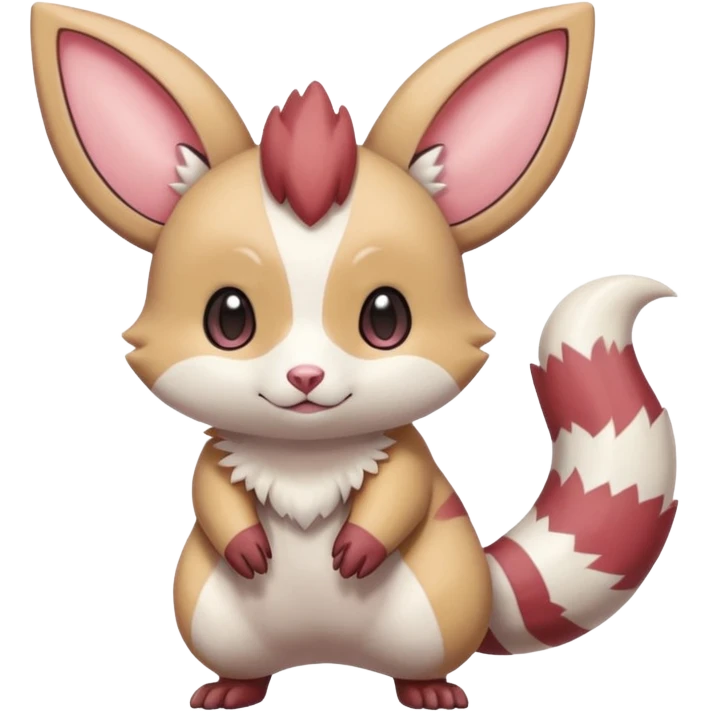 Cute adorable kawaii big-eyed anime-styled pastel Furret-Minccino-Zangoose-Buizel-hybrid-fusion, full body emoji