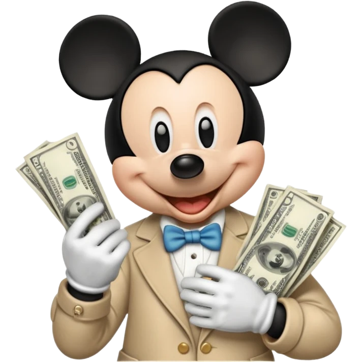 mickey mouse  with cash  emoji