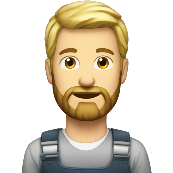 Homme aux yeux verts avec cheveux blond avec barbe et tenue de chantier emoji
