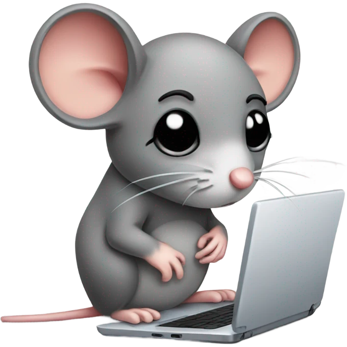 Sad mouse with leptop emoji