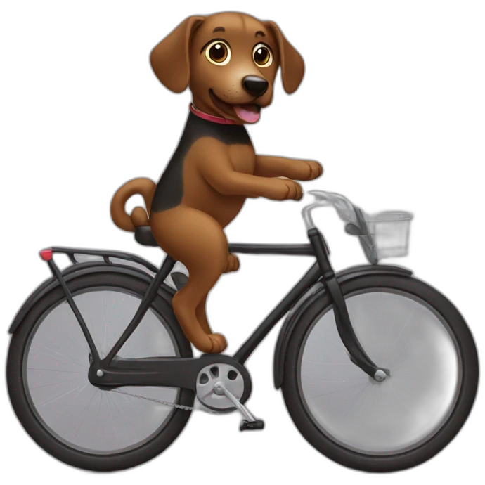 black and brown dog on a bike emoji