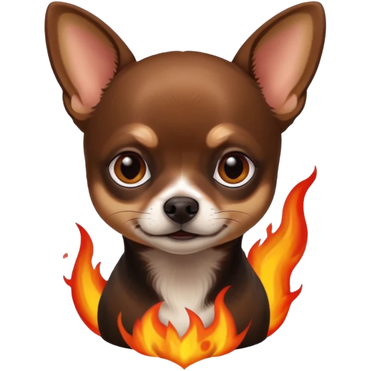 Chihuahua noir marron et feu emoji